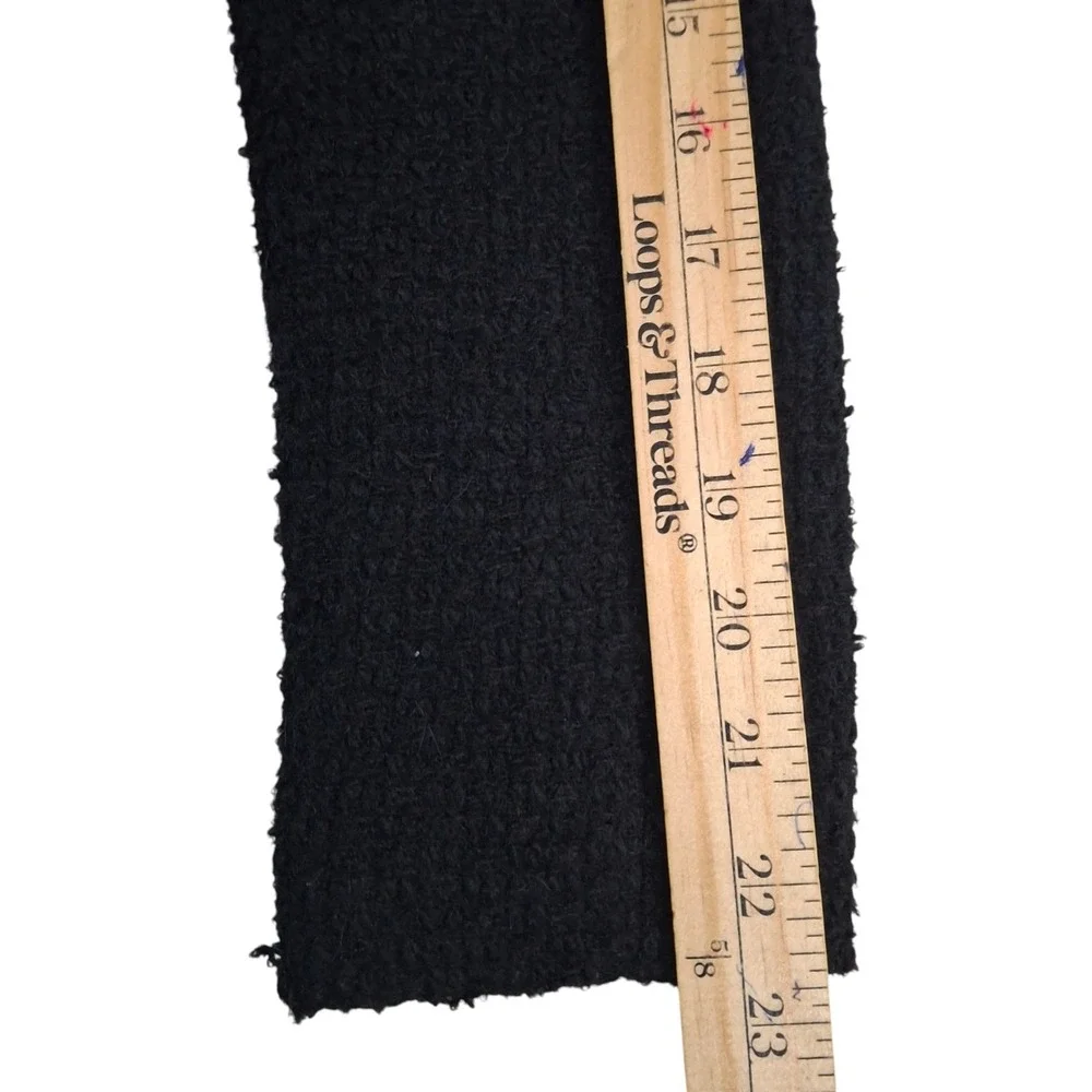 Desigual Black Boucle Wool Blend Floral Pleated Skirt Coat Jacket Womens 36